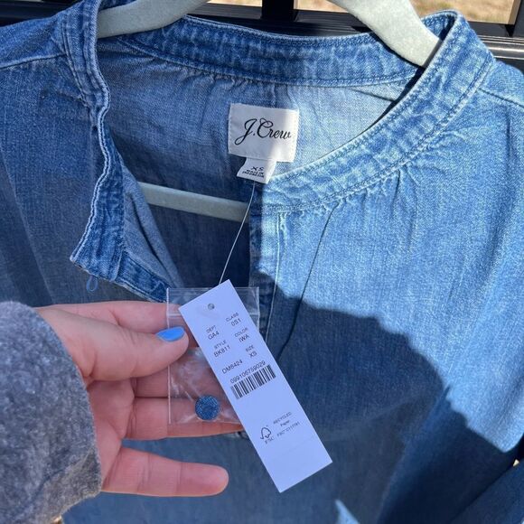 J Crew Indigo Button Up Denim Shift Dress NWT - Picture 5 of 9